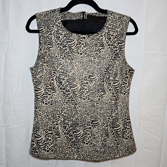 DROMe 100% Leather Sleeveless Animal Print  Top Sz M - Picture 1 of 7